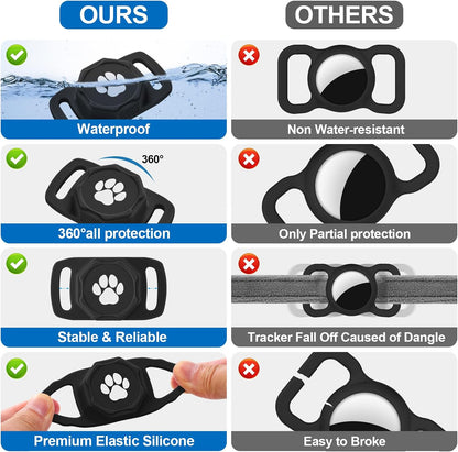 Smart Pet Tracker for Collar - Dog Tracker Pet Location Tracker with Holder | Real-Time Location, No Monthly Fee/ SIM Card, Work with IOS & Android, Ultra-Slim, IP68 Waterproof Holder Holder, Black