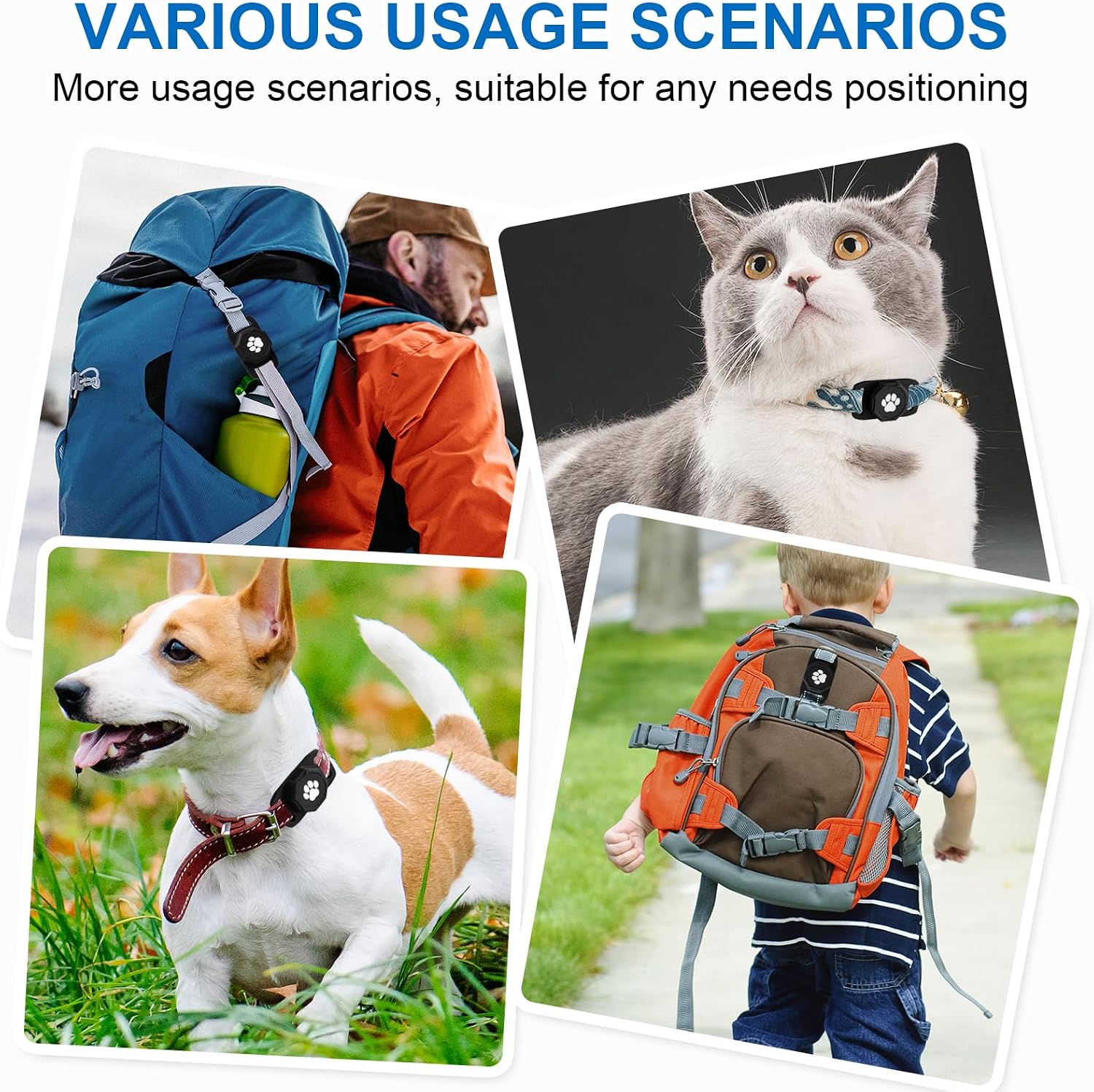 Smart Pet Tracker for Collar - Dog Tracker Pet Location Tracker with Holder | Real-Time Location, No Monthly Fee/ SIM Card, Work with IOS & Android, Ultra-Slim, IP68 Waterproof Holder Holder, Black